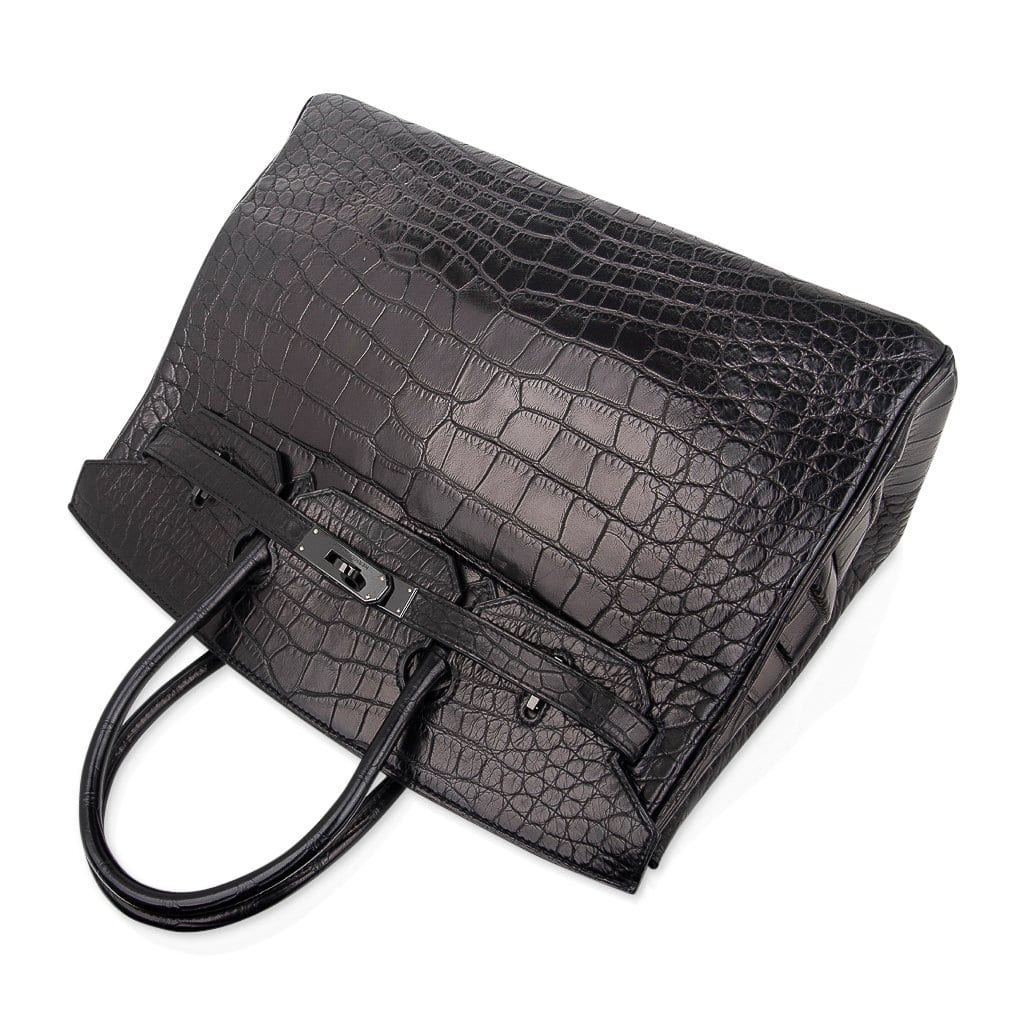 Birkin 35 Bag So Black Limited Edition Matte Black Alligator