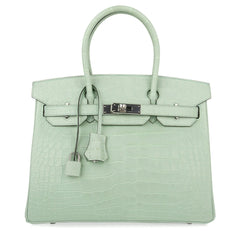 Birkin 30 Bag Vert D’eau Matte Alligator Palladium Hardware