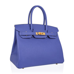 Birkin 30 Bag Blue Brighton Epsom Leather with Gold Hardware