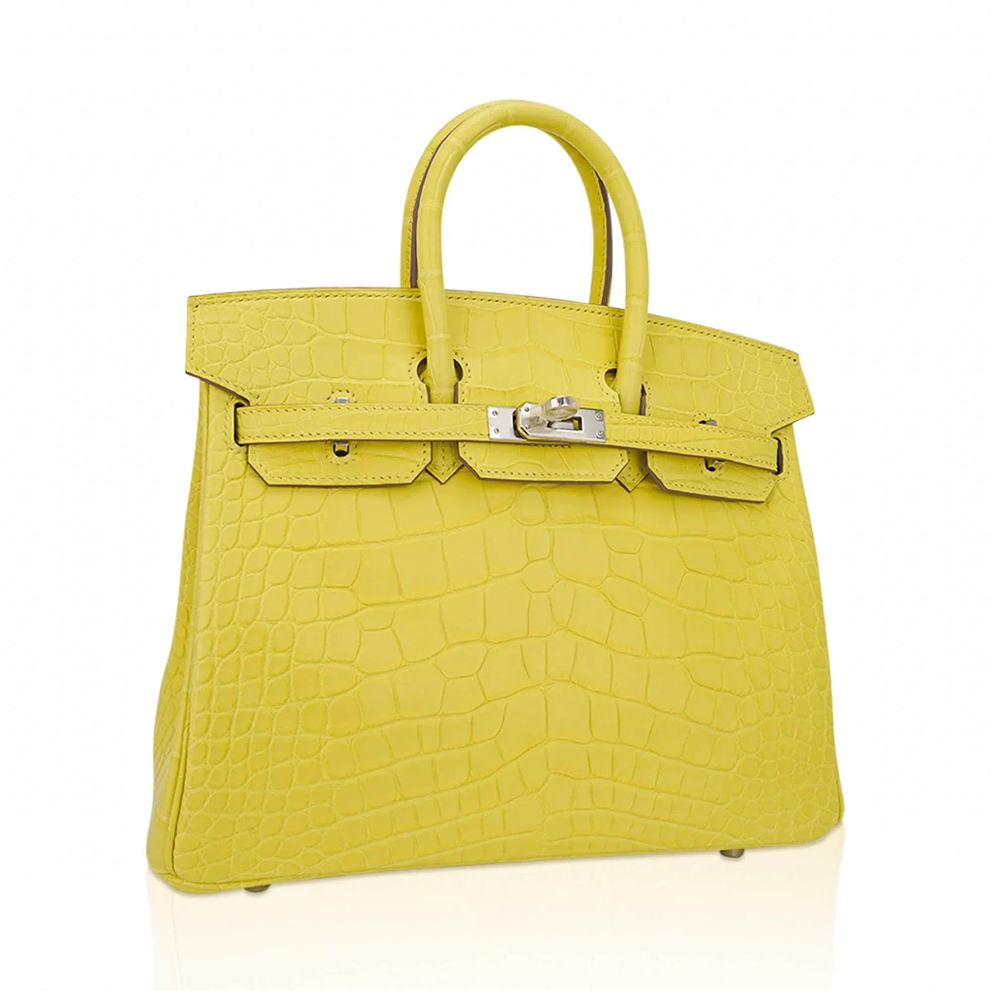 Birkin 25 Bag Lime Matte Alligator with Palladium Hardware