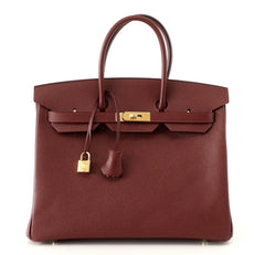 Birkin 35 Bag Red Rouge H Limited Edition Contour Navy Gold