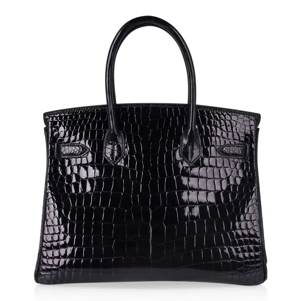 Birkin 30 Bag Black Porosus Crocodile with Gold Hardware