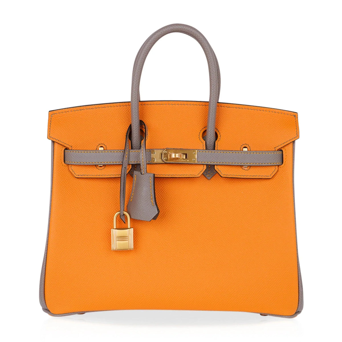 Birkin HSS 25 Bag Jaune Ambre / Gris Asphalte Gold Hardware