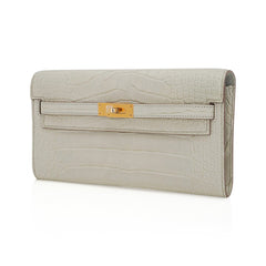 Kelly Classique To Go Wallet Beton Matte Alligator Gold Hardware
