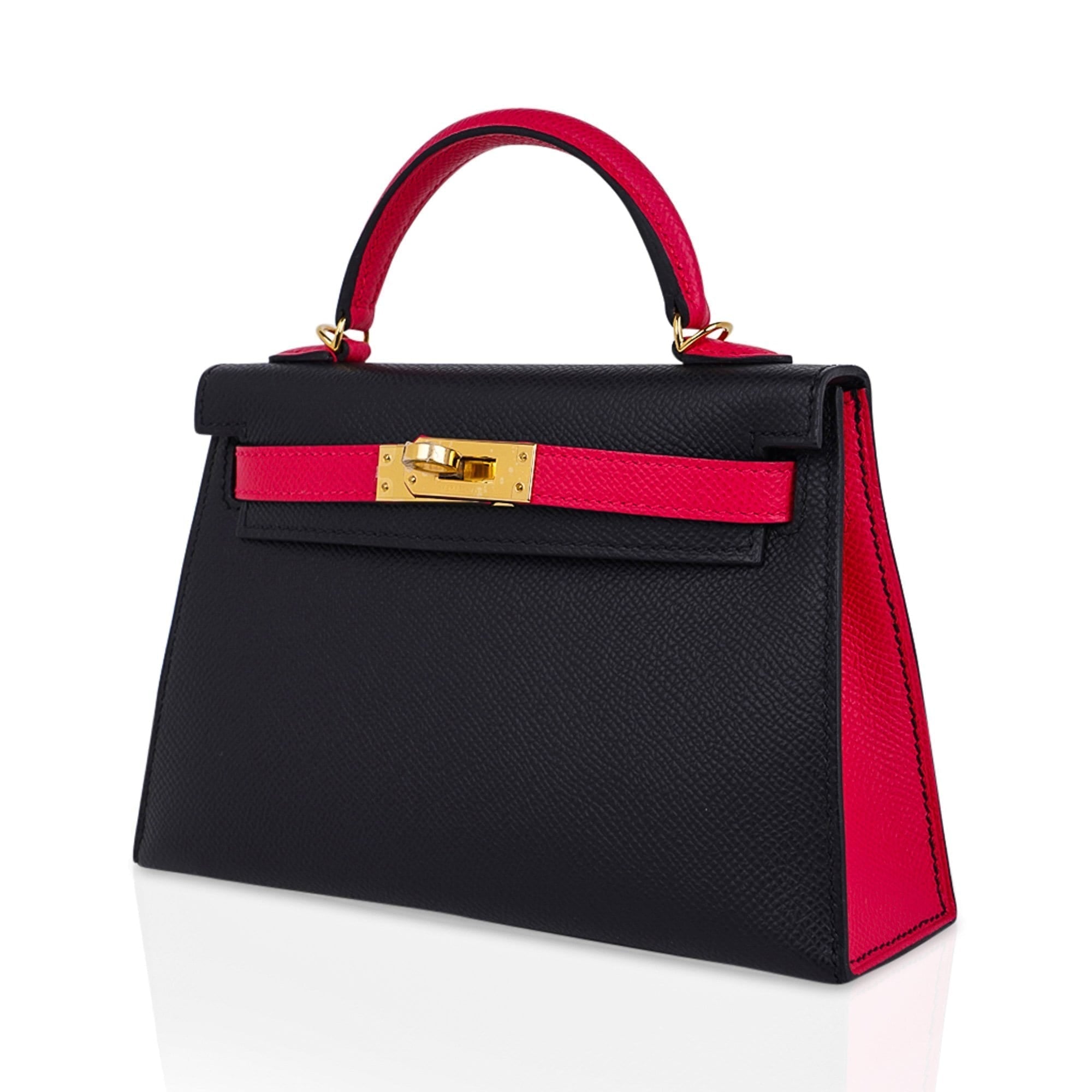 Kelly 20 Sellier Mini HSS Bag Black / Rose Extreme Epsom Gold Hardware