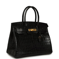 Birkin Black Matte Niloticus Crocodile Gold Hardware