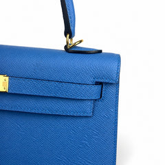 kelly Kelly 25cm, epsom leather wax thread semi-handmade, Tanzania blue