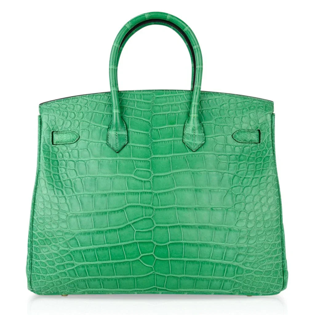 Birkin 35 Bag Matte Alligator Cactus Gold Hardware