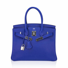 Birkin 30 Bag Blue Electric Novillo Leather with Palladium Hardware
