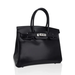 Birkin 30 Black Box Leather Bag Palladium Hardware