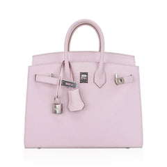 Birkin 25 Bag Sellier Mauve Pale Epsom Leather with Palladium Hardware