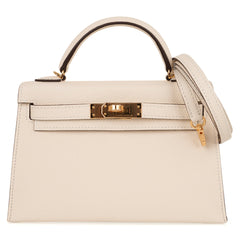 Mini Kelly 20 Bag Sellier Nata Epsom with Gold Hardware