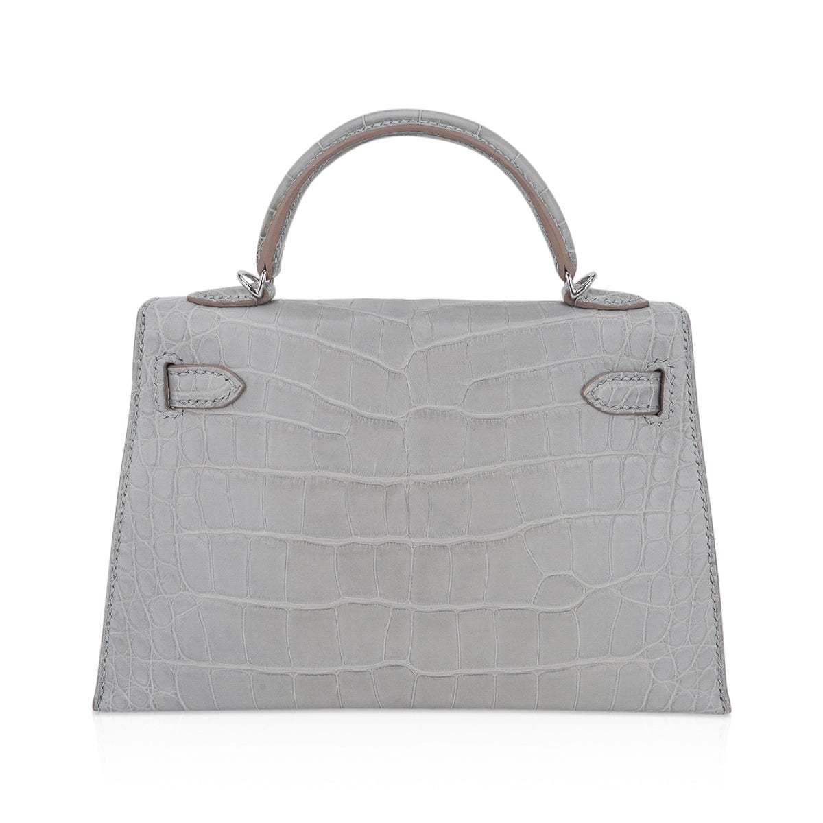 Limited Edition Mini Kelly 20 Sellier Matte Gris Perle Alligator Bag Palladium Hardware
