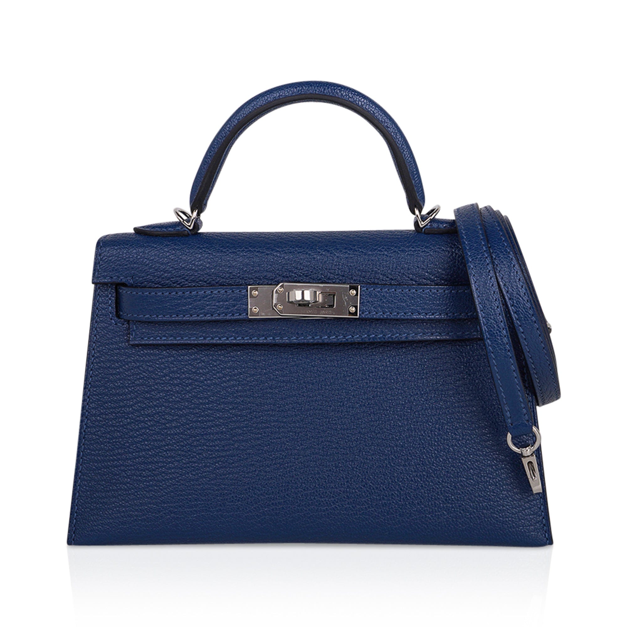 Special Order HSS Verso Mini Kelly 20 Sellier Bag Deep Bleu & Bleu Izmir Epsom Leather with Palladium Hardware