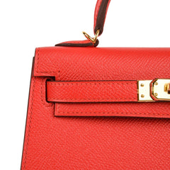 Kelly 20 Mini Sellier Bag Rouge Tomate Epsom Gold Hardware