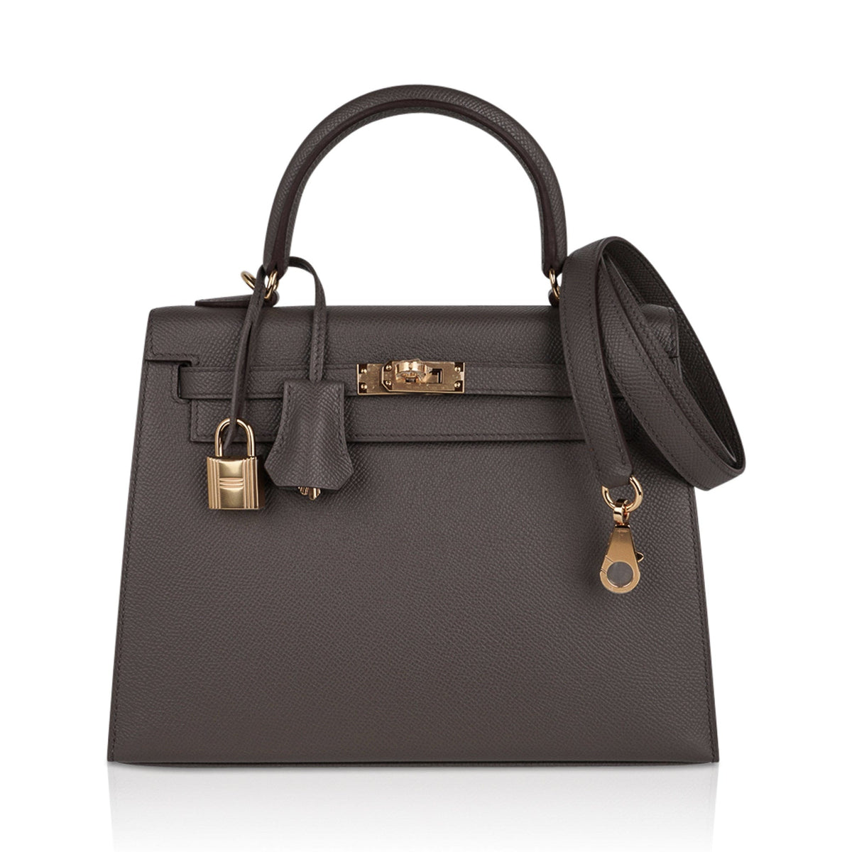Kelly Sellier 25 Bag Etain Gold Hardware Epsom Leather New