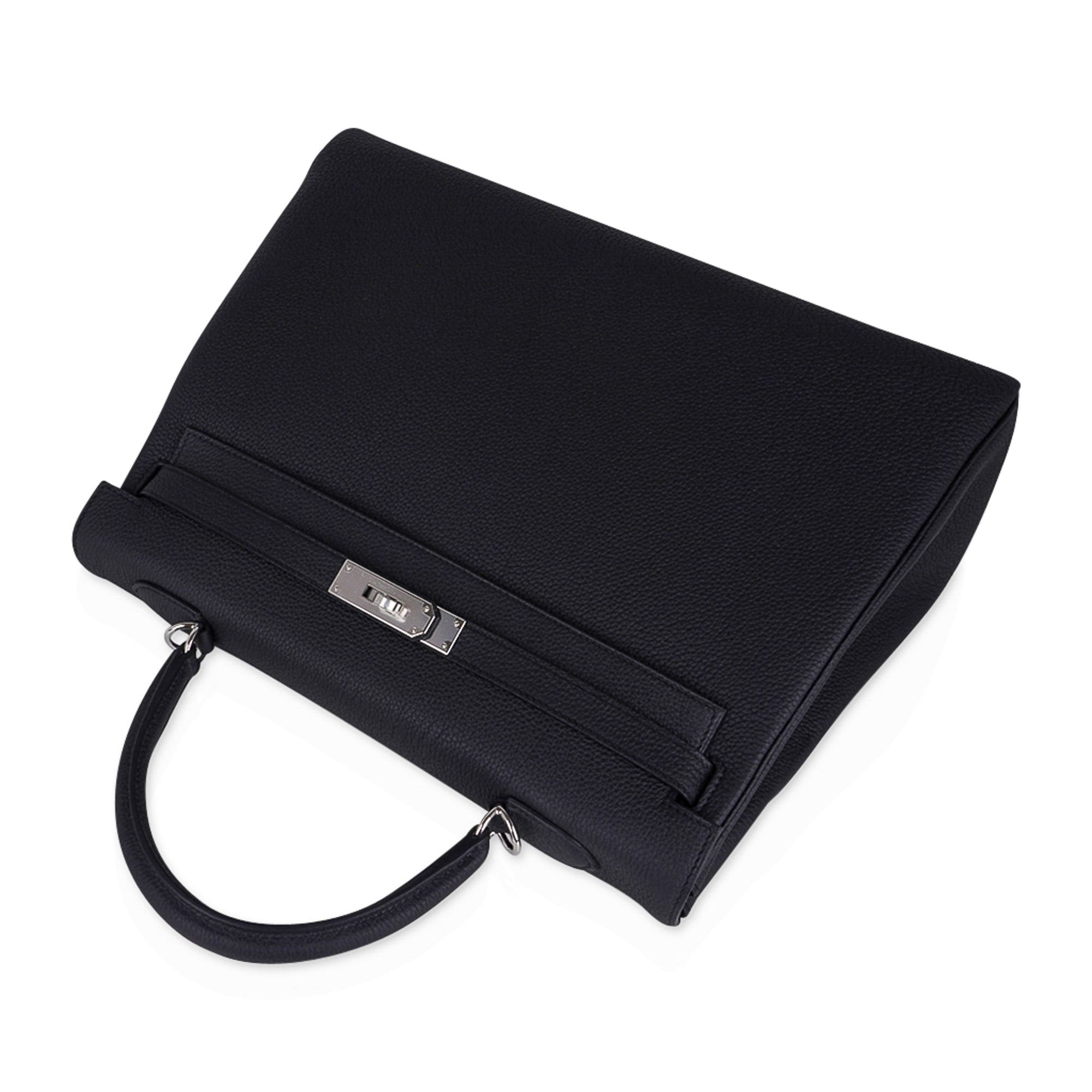 Kelly 35 Bag Black Retourne Togo Palladium Hardware New