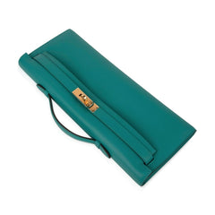 Kelly Cut Vert Verone Clutch Bag Gold Hardware Swift Leather
