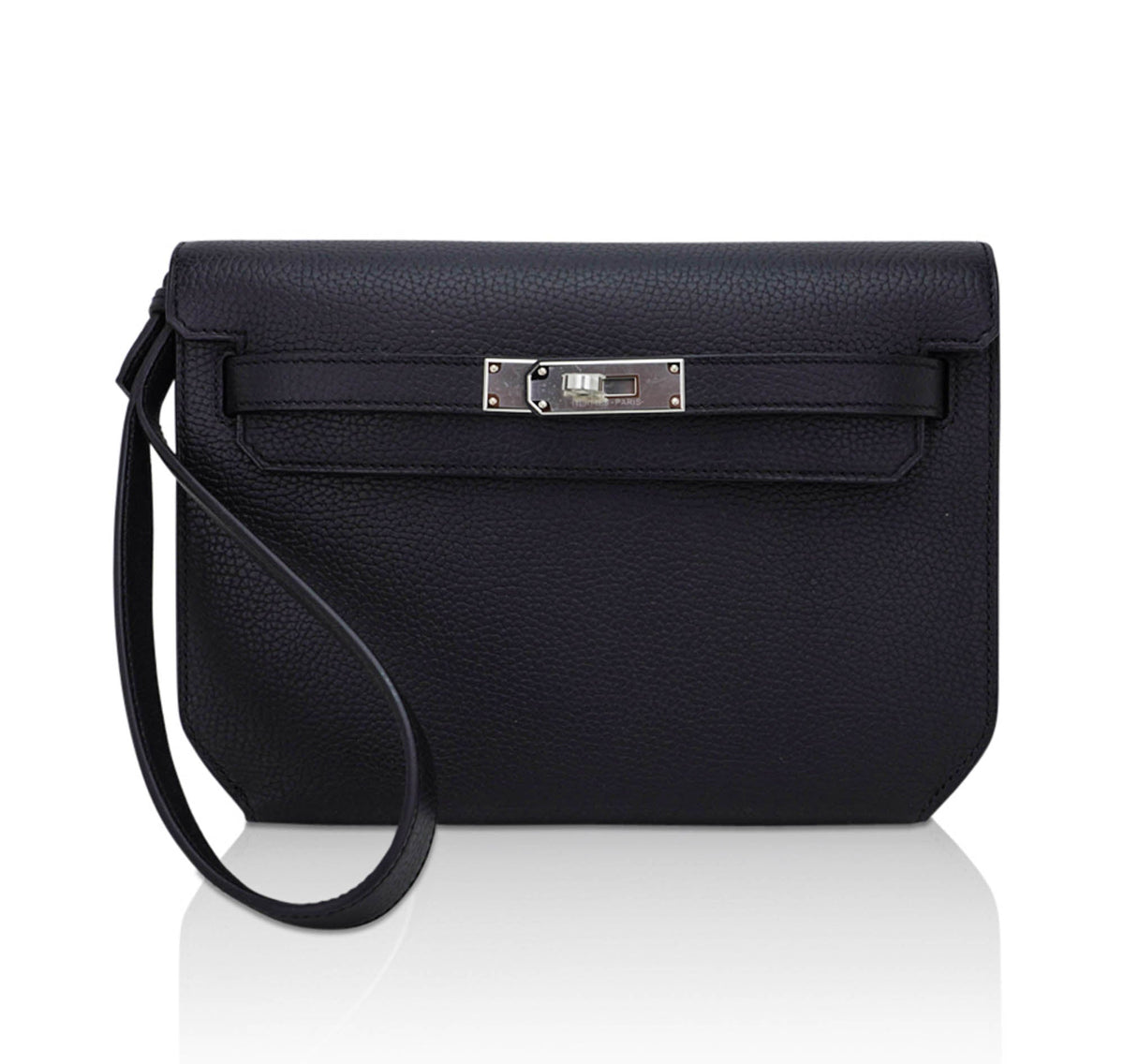 Kelly Depeches 25 Pouch Bag Blue Ocean Togo Leather with Palladium Hardware