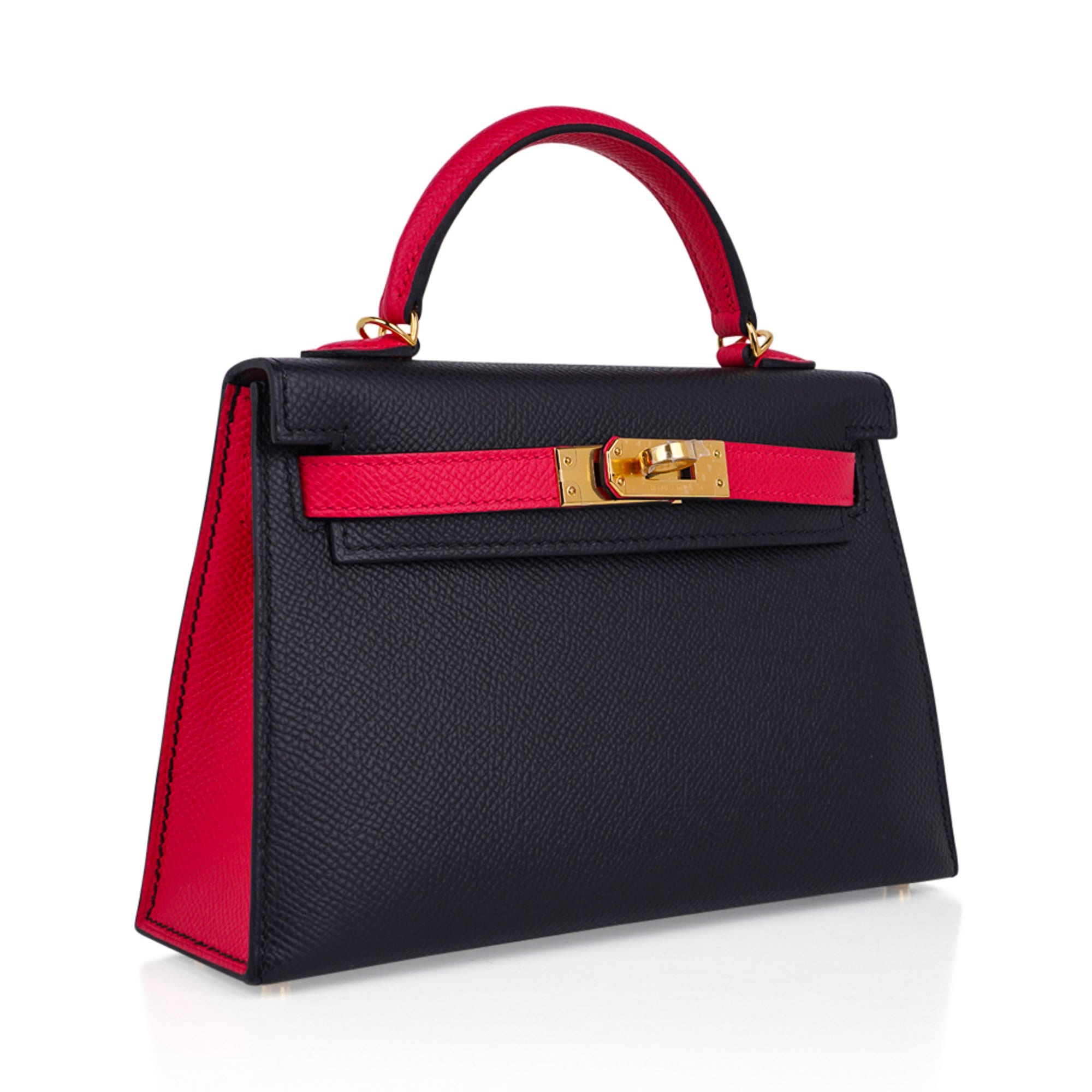 Kelly 20 Sellier Mini HSS Bag Black / Rose Extreme Epsom Gold Hardware